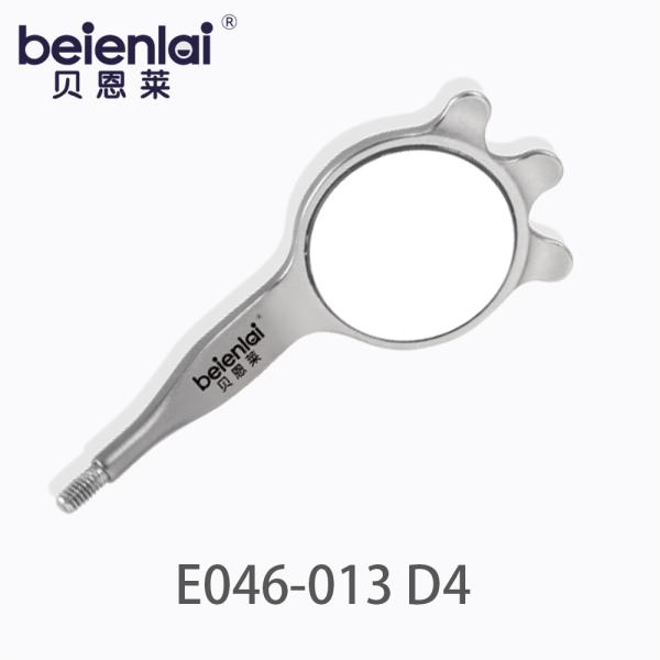 Benlai Dental Mouth Mirror E046-013, D4 Rhodium-Plated Three-Claw Double-Sided Mirror Head
