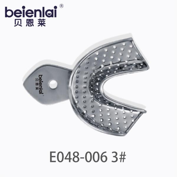 Benlai Dental Impression Tray E048-006, No.3 Large Perforated Stainless Steel Lower Tray
