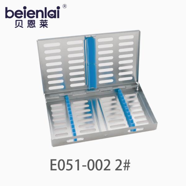 Benlai Dental Instrument Sterilization Box E051-002 No.2, 10 Slots 1 Row Stainless Steel Cassette