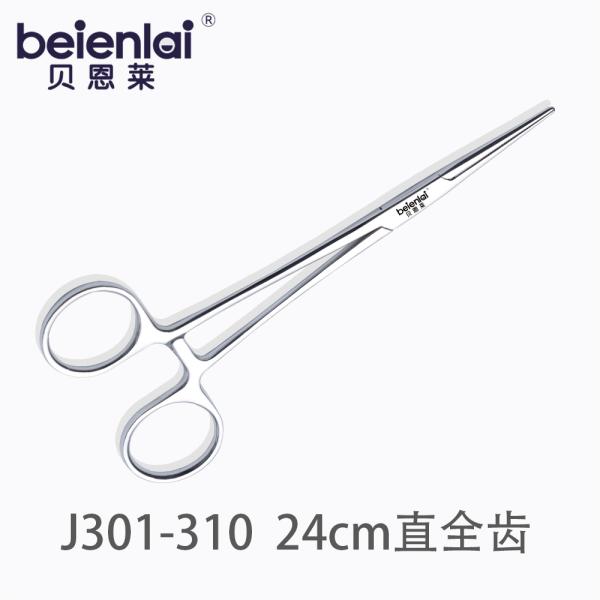 Benlai Hemostatic Forceps J301-310, Straight Full Teeth, 24cm
