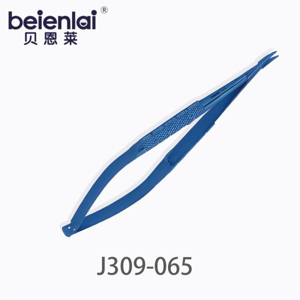 Benlai Titanium Micro Needle Holder J309-065, Curved, 16cm, Tip Width 0.4mm, Bamboo Handle, Titanium
