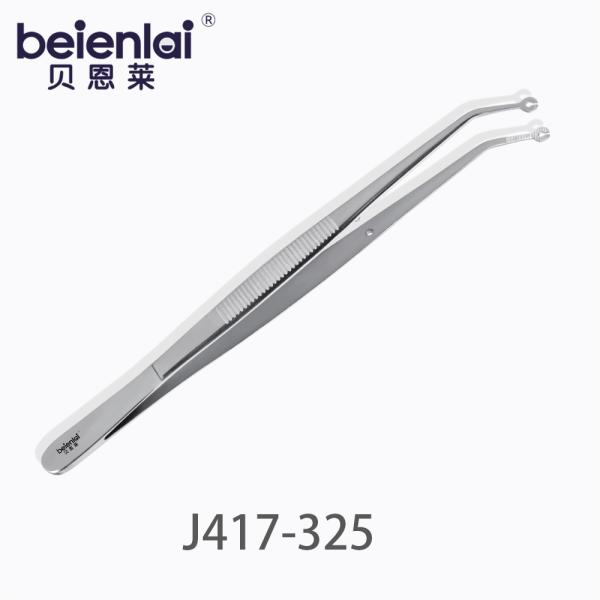 贝恩莱 缝合镊 J417-325 15.5cm 单弯有定位 圆头 1.5*2.2