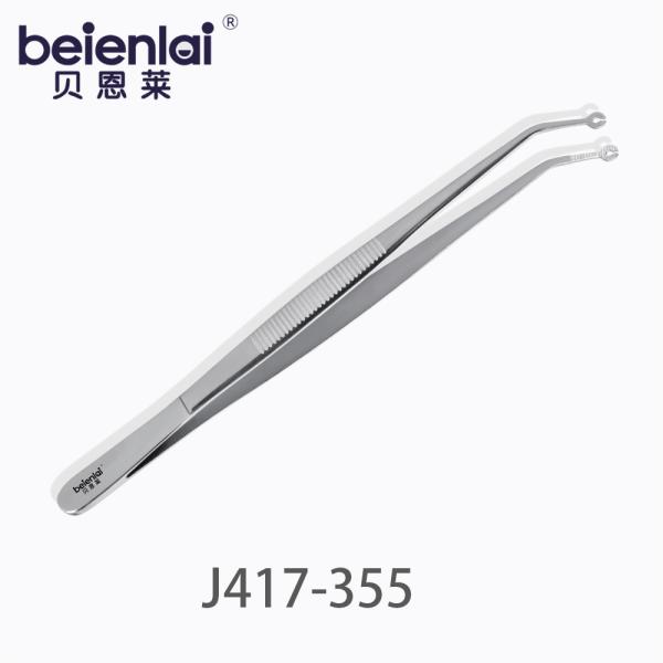 Benlai Suture Forceps J417-355, 15.5cm, Single Curved, Without Position Pin, Round Tip, 1.5×4.0