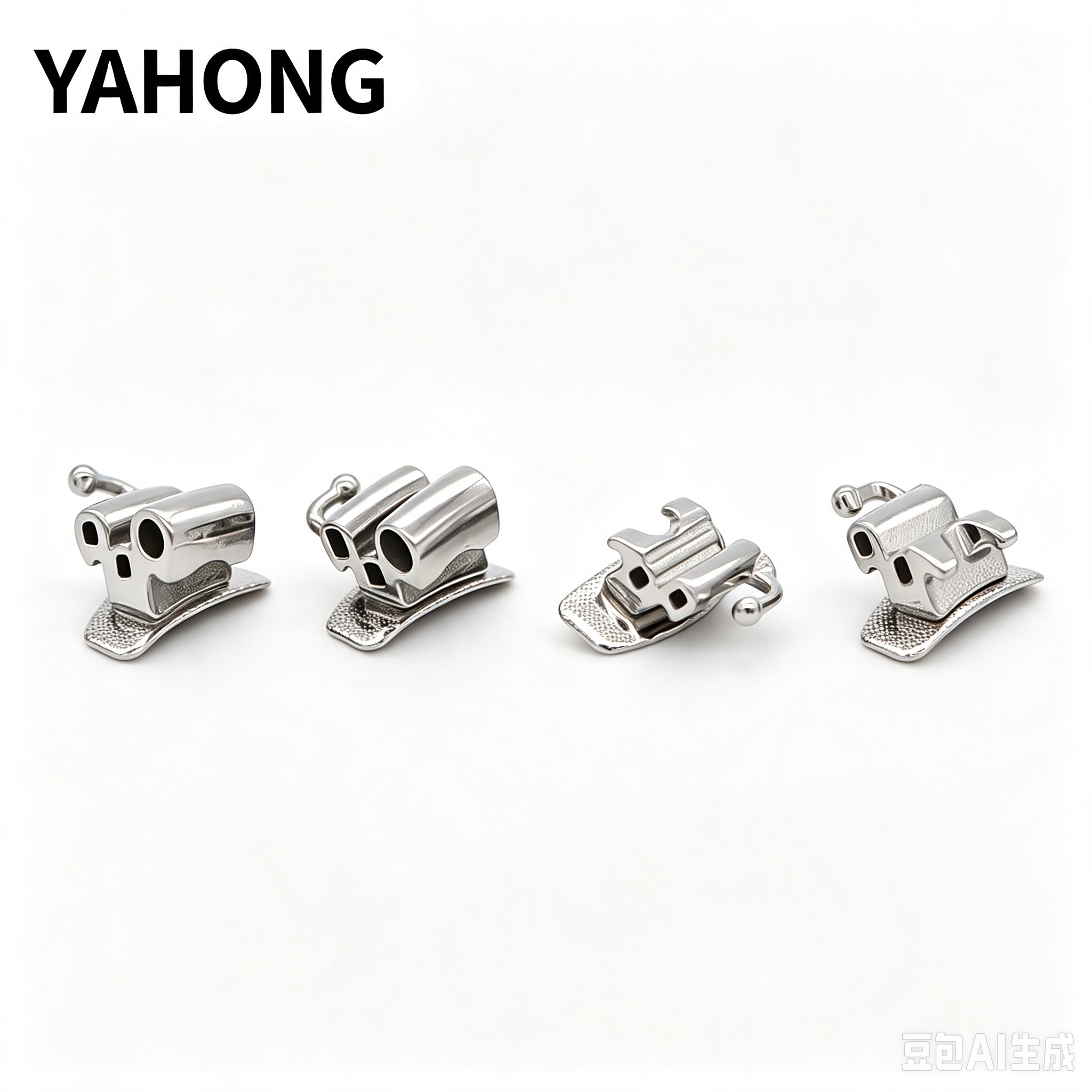 Yahong Orthodontic Buccal Tube 6‑Position Triple‑Tube Bondable Buccal Tube (3 Upper 2 Lower) 4*1(Set) Bag Pack