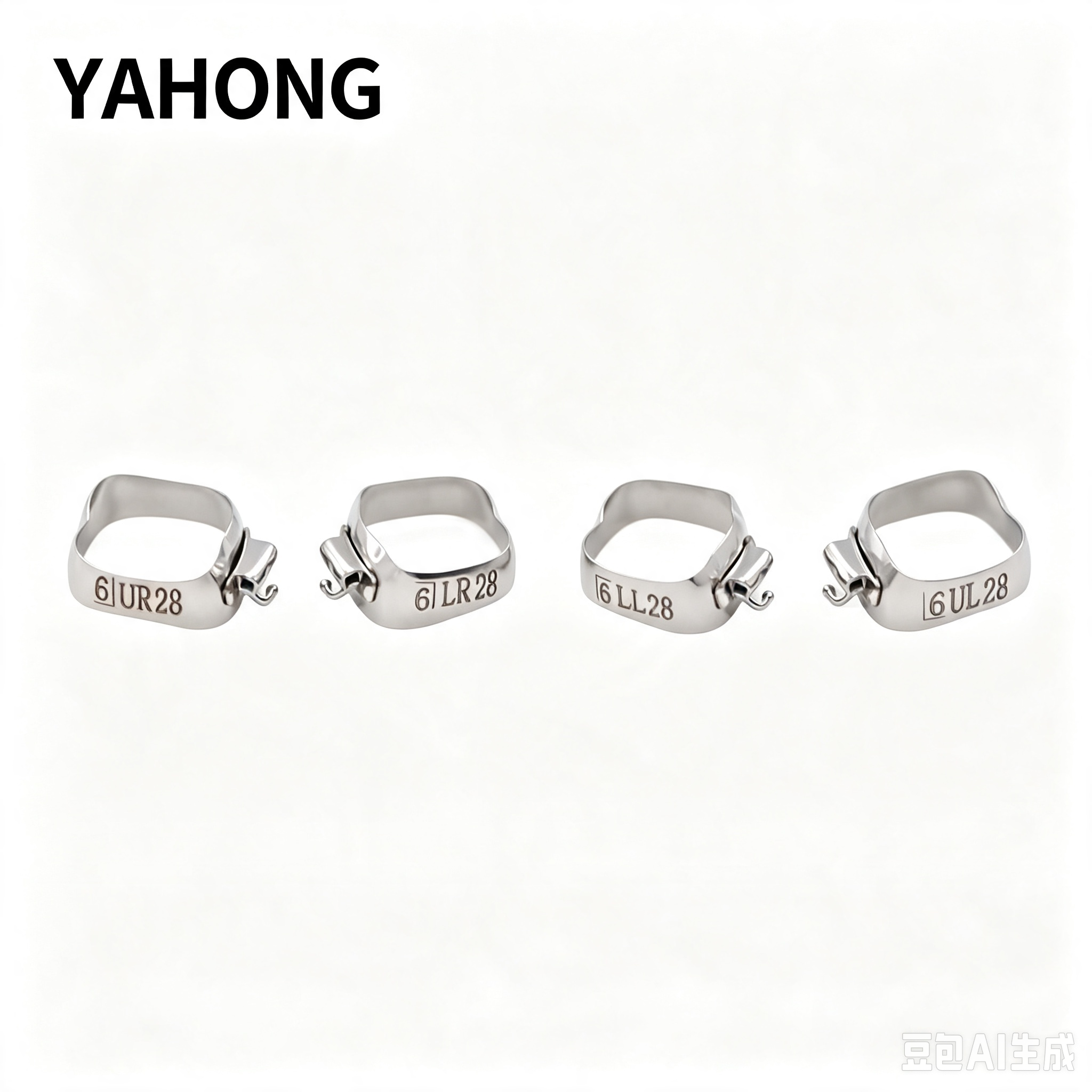 Yahong Orthodontic Band Single‑Tube Straight Band (Cap‑Open / Non‑Cap‑Open) Straight Buccal (1 Upper 1 Lower) (G3) Box 4*1(Set) Bag Pack