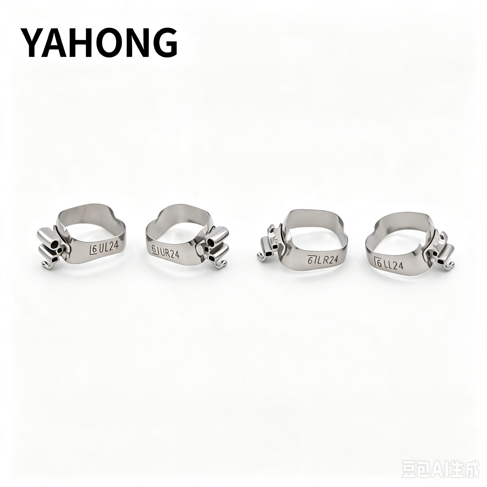 Yahong Orthodontic Band Triple‑Tube Straight Band (Cap‑Open / Non‑Cap‑Open) Straight Buccal (3 Upper 2 Lower) (G3) Box 4*1(Set) Bag Pack