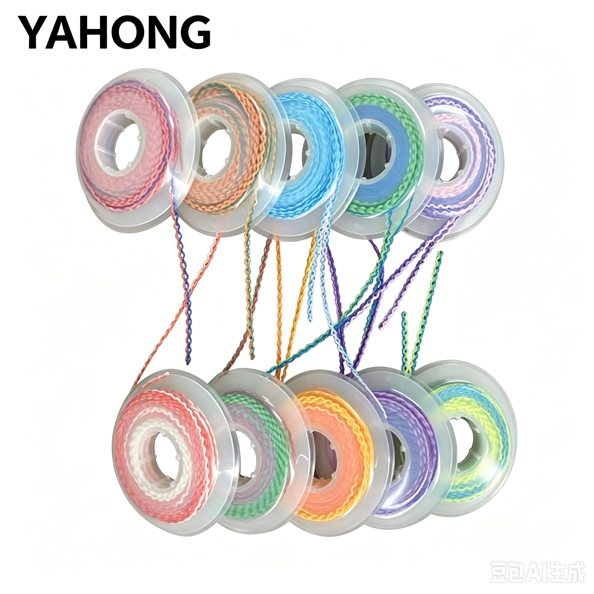 YAHONG Orthodontic Rubber Bands Two‑Color Power Chain (Long / Medium / Short Spacing / Continuous) 1*1