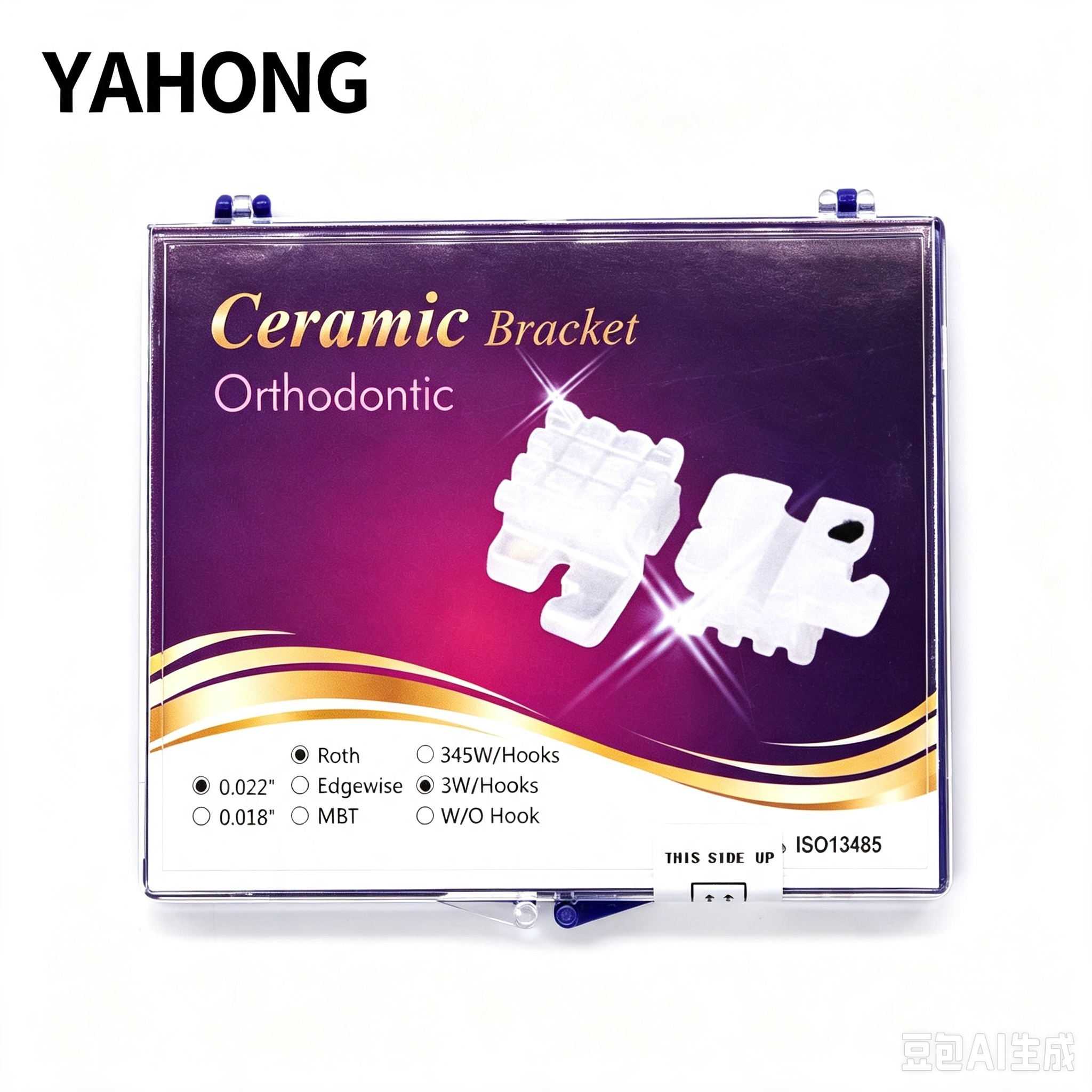 YAHONG Orthodontic Bracket,Ceramic Bracket (Mesh Base) (H1),20*1 2