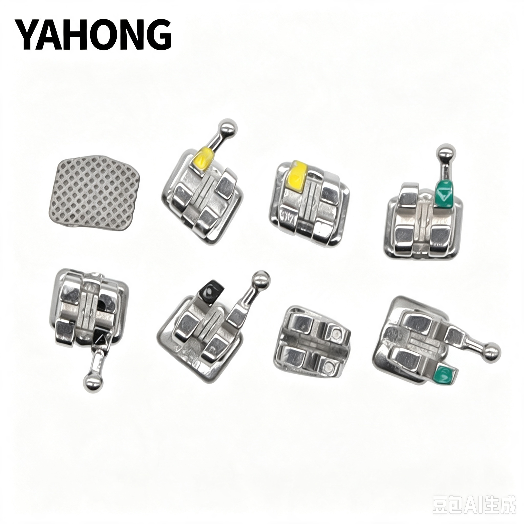 YAHONG Orthodontic Bracket,2G Integral Mesh Straight, Ultra‑Thin Mesh Base (A5),20*1